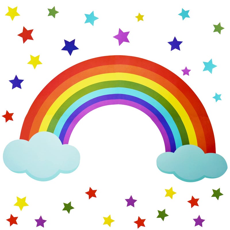 Maydahui Rainbow Cloud Wall Decal Colorful Stars Wall Vinyl Sticker (30 x 42 Inch) Removable Peel and Stick Art Mural Decor for Baby Kids Bedroom Nursery Playroom Girlâ€™s Room - Image 1