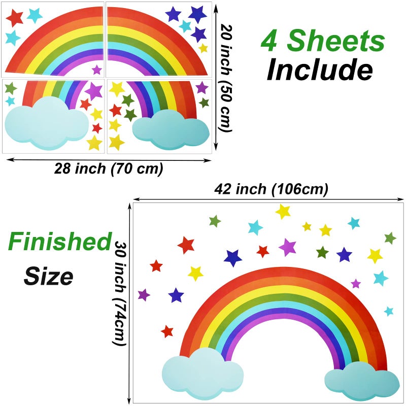 Maydahui Rainbow Cloud Wall Decal Colorful Stars Wall Vinyl Sticker (30 x 42 Inch) Removable Peel and Stick Art Mural Decor for Baby Kids Bedroom Nursery Playroom Girlâ€™s Room - Image 2