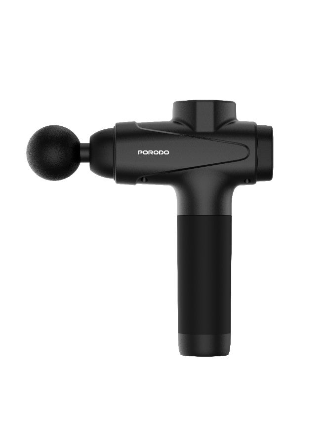 porodo Multi-head Relief Deep Massage Gun with 30 Speed 6 Heads Massager & LCD Touch Display / 1500mAh Battery Capacity / Adjustable Massage Intensity / 3H Working Time / 6mm Massage Stroke - Black - Image 5