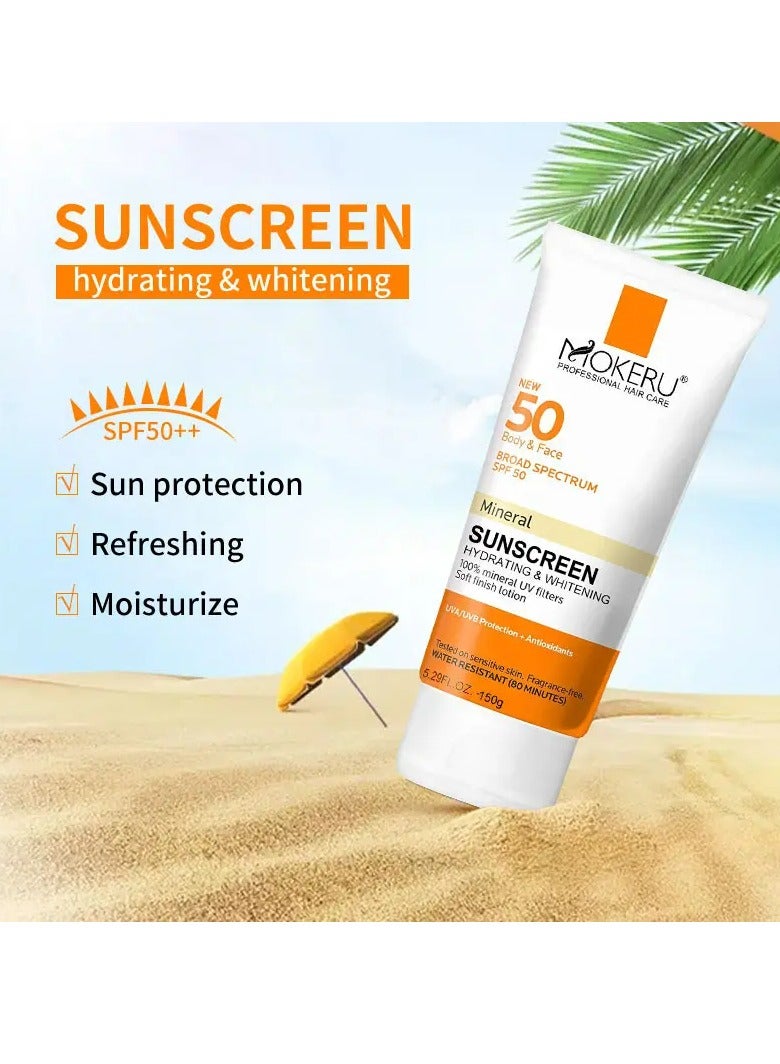 MOKERU SPF 50 Sunblock Sun Protection Sunscreen No White Cast Organic Sunscreen Cream Spf 1000 Sunscreen 150 g - Image 3
