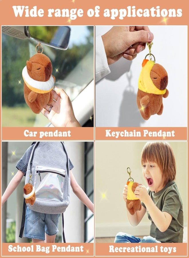 WUEURU 2 Pcs Capybara Plush Keychain,Cute Small Capybara Mini Stuffed,Animal 4'' Cute Capybara Plush Toy Doll Key Chain for Back to School Gifts Exchange Birthday Party Valentine's Day Gifts - Image 5
