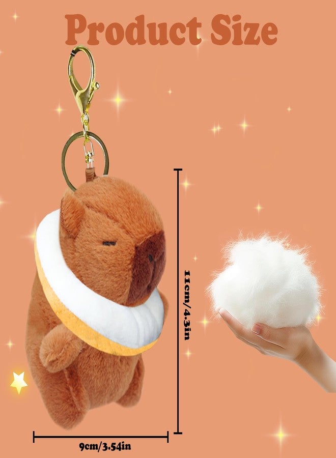 WUEURU 2 Pcs Capybara Plush Keychain,Cute Small Capybara Mini Stuffed,Animal 4'' Cute Capybara Plush Toy Doll Key Chain for Back to School Gifts Exchange Birthday Party Valentine's Day Gifts - Image 3