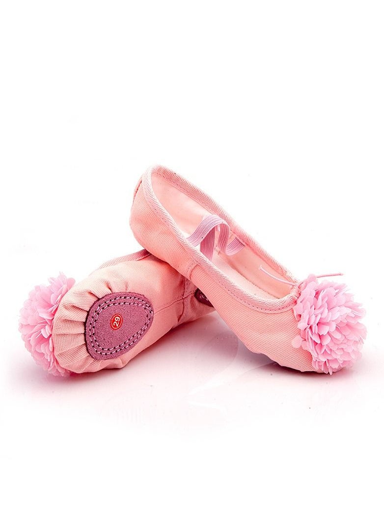 Loquat - Girls'Flower Dance Shoes Practice Ballet Dance Shoes Cloth Head Dark Pink - Image 1