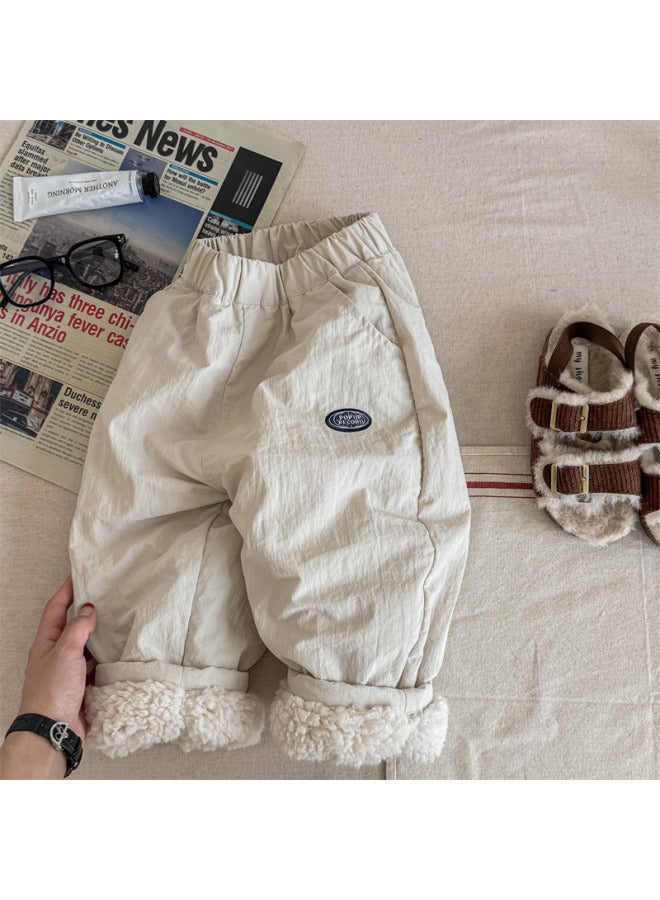 Sweetheart Kids' Clothing Autumn Winter New Style Korean Fleece Lined Thickened Winter Cotton Pants Girls Boys Pants - Image 1
