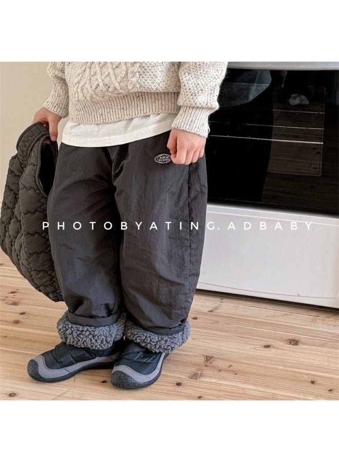 Sweetheart Kids' Clothing Autumn Winter New Style Korean Fleece Lined Thickened Winter Cotton Pants Girls Boys Pants - Image 2