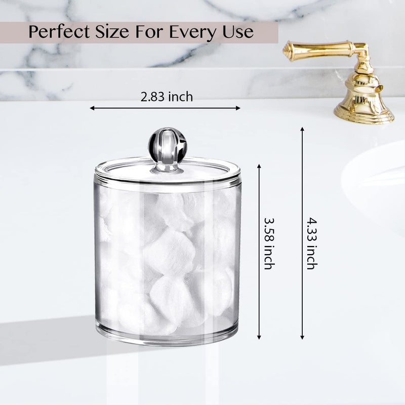 Topinon Topinon 6 Pack Qtip Holder Dispenser for Cotton Ball Cotton Swab Cotton Round Pads Floss 10 oz Clear Plastic Apothecary Jar Set for Bathroom Canister Storage Organization Vanity Makeup Organizer  - Image 5