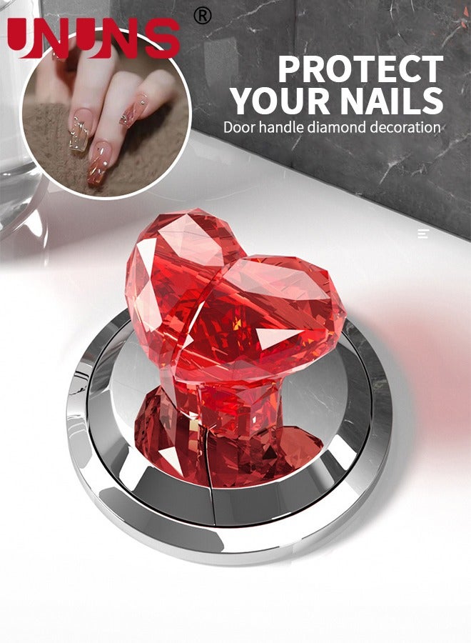 UNUNS زر المرحاض، ضاغط زر المرحاض لحماية الأظافر، ملحق مرحاض مبتكر، مقبض لاصق ماسي لتزيين مقابض الأدراج، 2 قطعة - Image 4