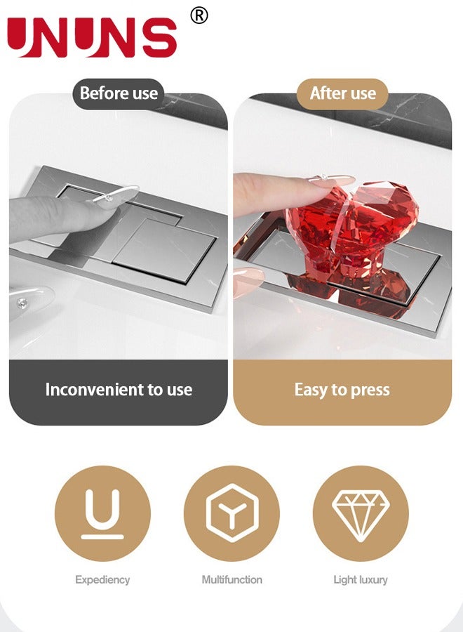 UNUNS زر المرحاض، ضاغط زر المرحاض لحماية الأظافر، ملحق مرحاض مبتكر، مقبض لاصق ماسي لتزيين مقابض الأدراج، 2 قطعة - Image 3