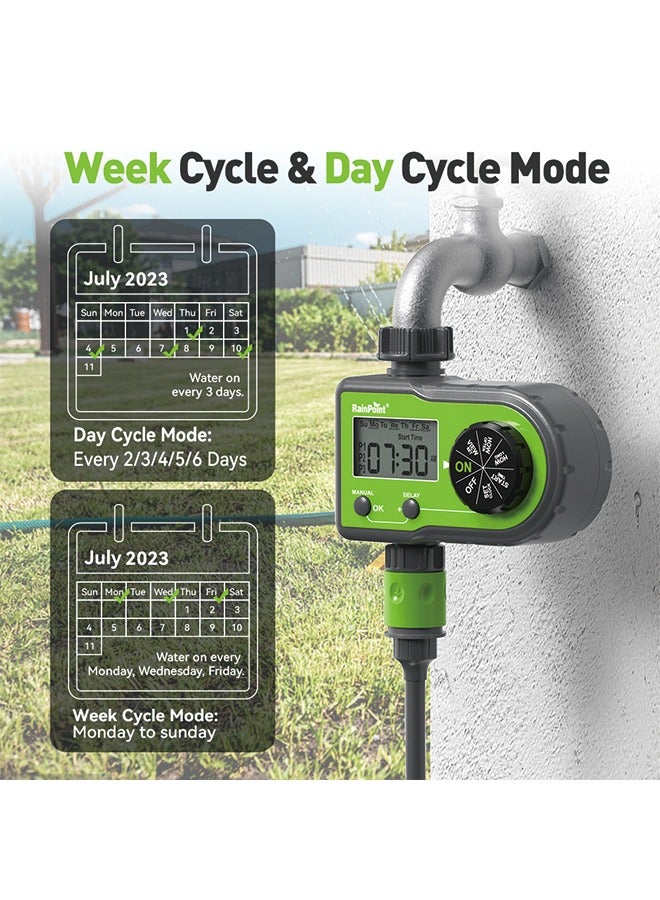 رTimer الري لرشاشات RAINPOINT، جهاز توقيت خرطوم مع 3 برامج فردية، مؤقت ماء لصنبور خرطوم الحديقة، نظام ري تلقائي/يدوي قابل للبرمجة، للري في أيام محددة أو يوميًا للعشب الخارجي - Image 5