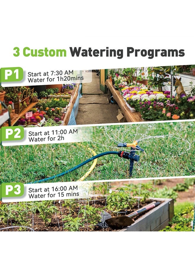 رTimer الري لرشاشات RAINPOINT، جهاز توقيت خرطوم مع 3 برامج فردية، مؤقت ماء لصنبور خرطوم الحديقة، نظام ري تلقائي/يدوي قابل للبرمجة، للري في أيام محددة أو يوميًا للعشب الخارجي - Image 3
