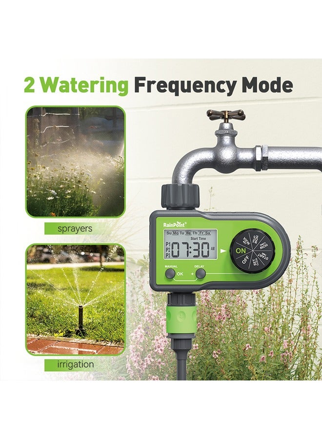 رTimer الري لرشاشات RAINPOINT، جهاز توقيت خرطوم مع 3 برامج فردية، مؤقت ماء لصنبور خرطوم الحديقة، نظام ري تلقائي/يدوي قابل للبرمجة، للري في أيام محددة أو يوميًا للعشب الخارجي - Image 4