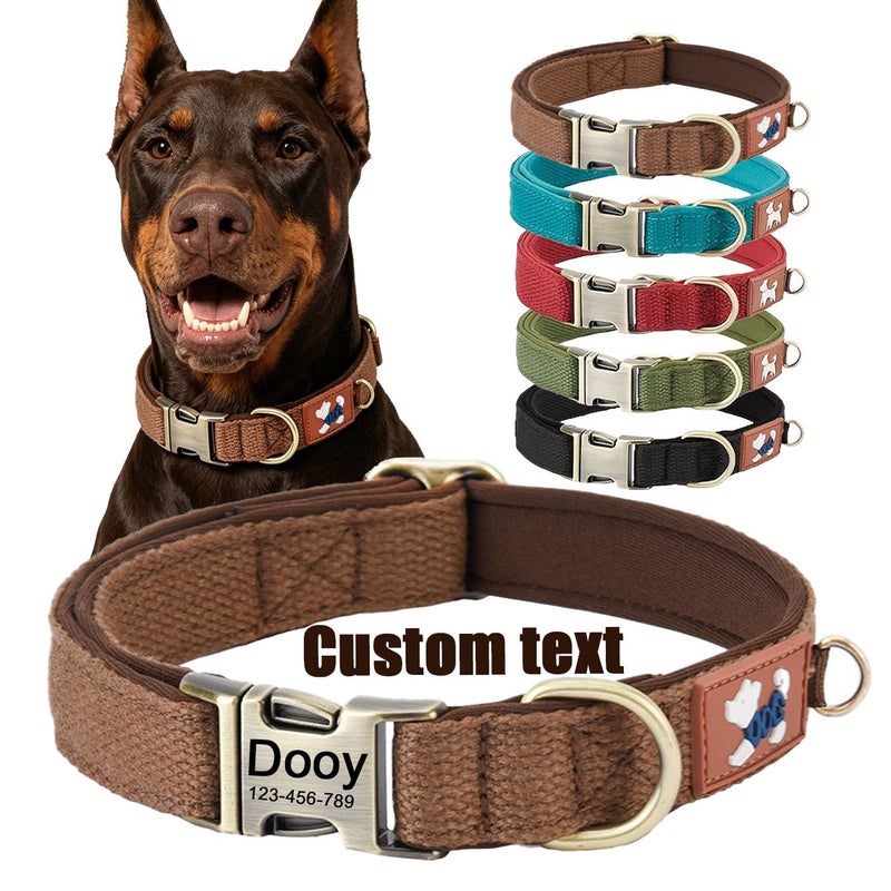 Blue Vintage Dog Collar Wear Resistant Durable for Large Labradors and Bulldogs - Image 2