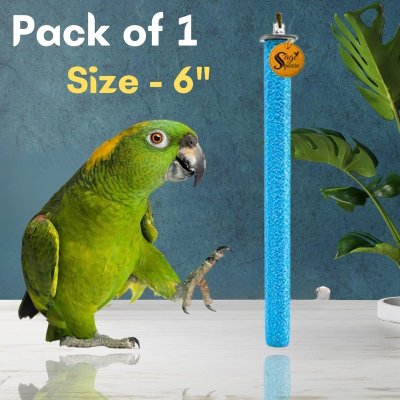 Sage Square 6 inch Bird Perch Parrot Perch Natural Wood Sand Platform - Nail Trimmer, Cage Accessory for Birds & Small Animals - Perfect for Cockatiels, Parakeets, Conures, & More,Optimal Nail Health - Image 2