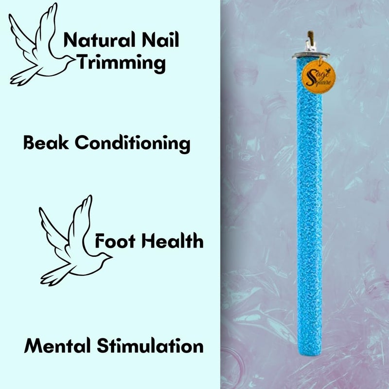 Sage Square 6 inch Bird Perch Parrot Perch Natural Wood Sand Platform - Nail Trimmer, Cage Accessory for Birds & Small Animals - Perfect for Cockatiels, Parakeets, Conures, & More,Optimal Nail Health - Image 5