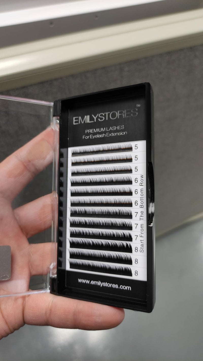 EMILYSTORES Bottom Lash Extension Eyebrow Eyelash Extensions Under Lower False Lashes Mixed J Curl 0.10mm Length 5mm 6mm 7mm 8mm In One Tray - Image 4