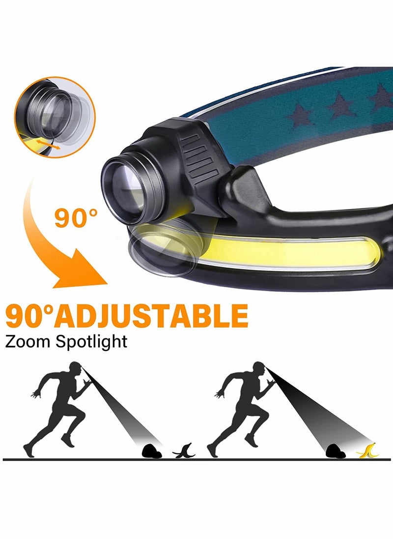 KASTWAVE - Headlamp Flashlight, 270° Wide Beam LED Headlamp 1000 Lumens Rechargeable Headlamp with 6 Modes&Motion Sensor IPX5 Waterproof Headlight for Camping Running Fishing, Hard Hat - Image 1