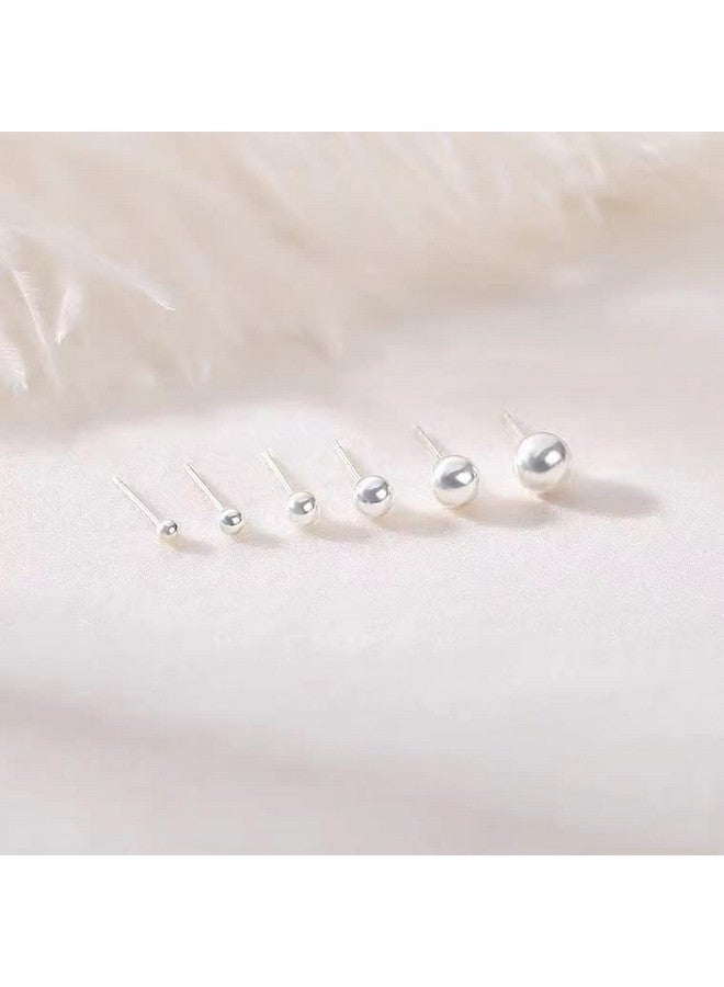 Obertis 925 Sterling Silver Stud Earrings for Women, Sterling Silver Earrings Tiny Stud Earrings for Multiple Piercings 5 Pairs Different Sizes Silver Stud Earrings Set 2mm 3mm 4mm 5mm 6mm - Image 4