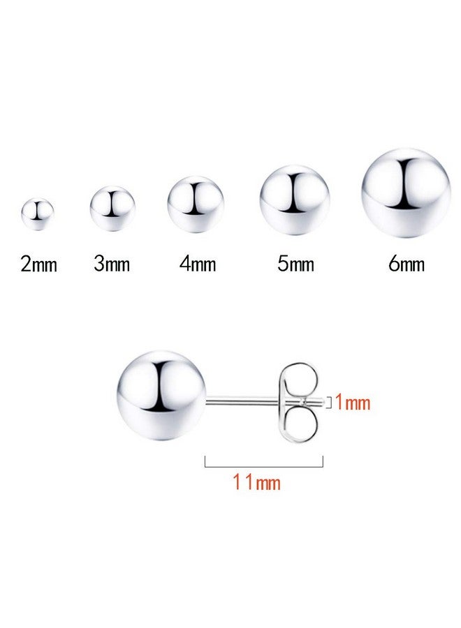 Obertis 925 Sterling Silver Stud Earrings for Women, Sterling Silver Earrings Tiny Stud Earrings for Multiple Piercings 5 Pairs Different Sizes Silver Stud Earrings Set 2mm 3mm 4mm 5mm 6mm - Image 2