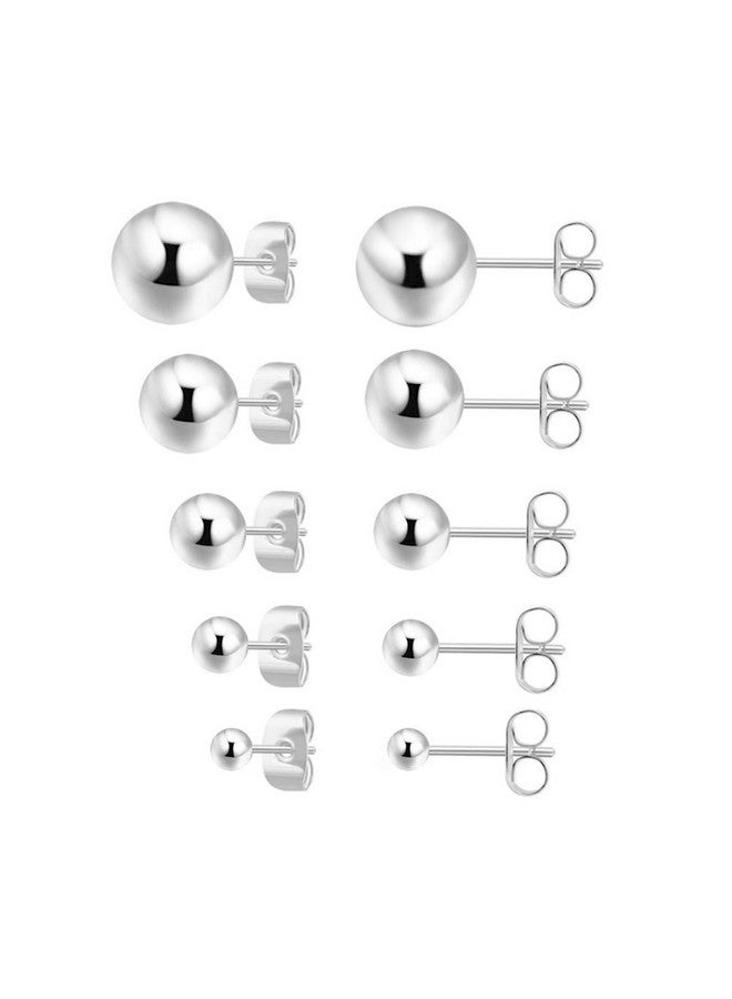 Obertis 925 Sterling Silver Stud Earrings for Women, Sterling Silver Earrings Tiny Stud Earrings for Multiple Piercings 5 Pairs Different Sizes Silver Stud Earrings Set 2mm 3mm 4mm 5mm 6mm - Image 1