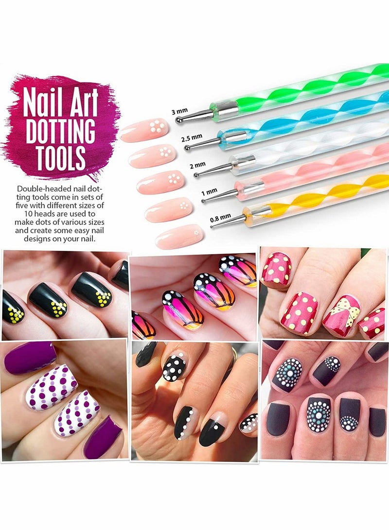 Creative Nail Art Brush Set with Dotting Tools Glitter Sequins Foil Flakes and Rhinestones for Stunning Nail Designs - Image 3