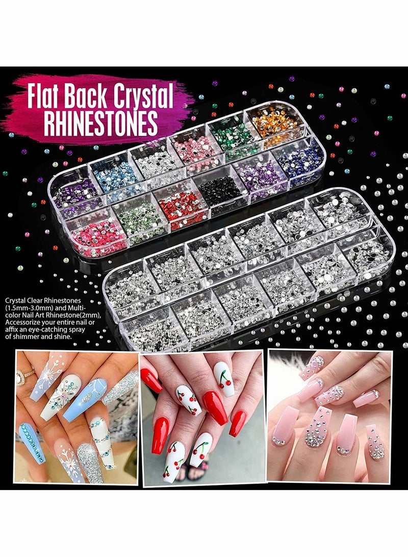 Creative Nail Art Brush Set with Dotting Tools Glitter Sequins Foil Flakes and Rhinestones for Stunning Nail Designs - Image 5