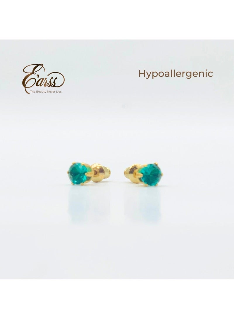 Earss Turquoise Birth Stone December Gold Earring | Stainless Steel | 18K Gold Plated - Image 5