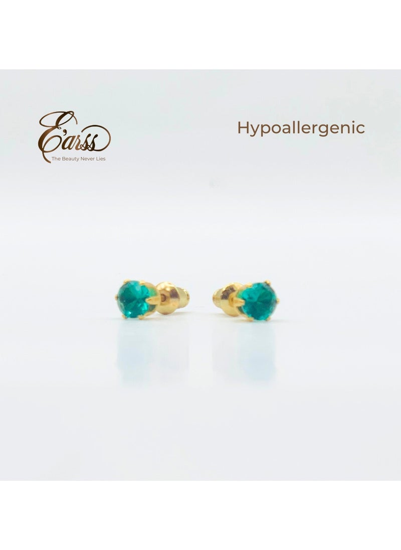 Earss Turquoise Birth Stone December Gold Earring | Stainless Steel | 18K Gold Plated  - Image 3