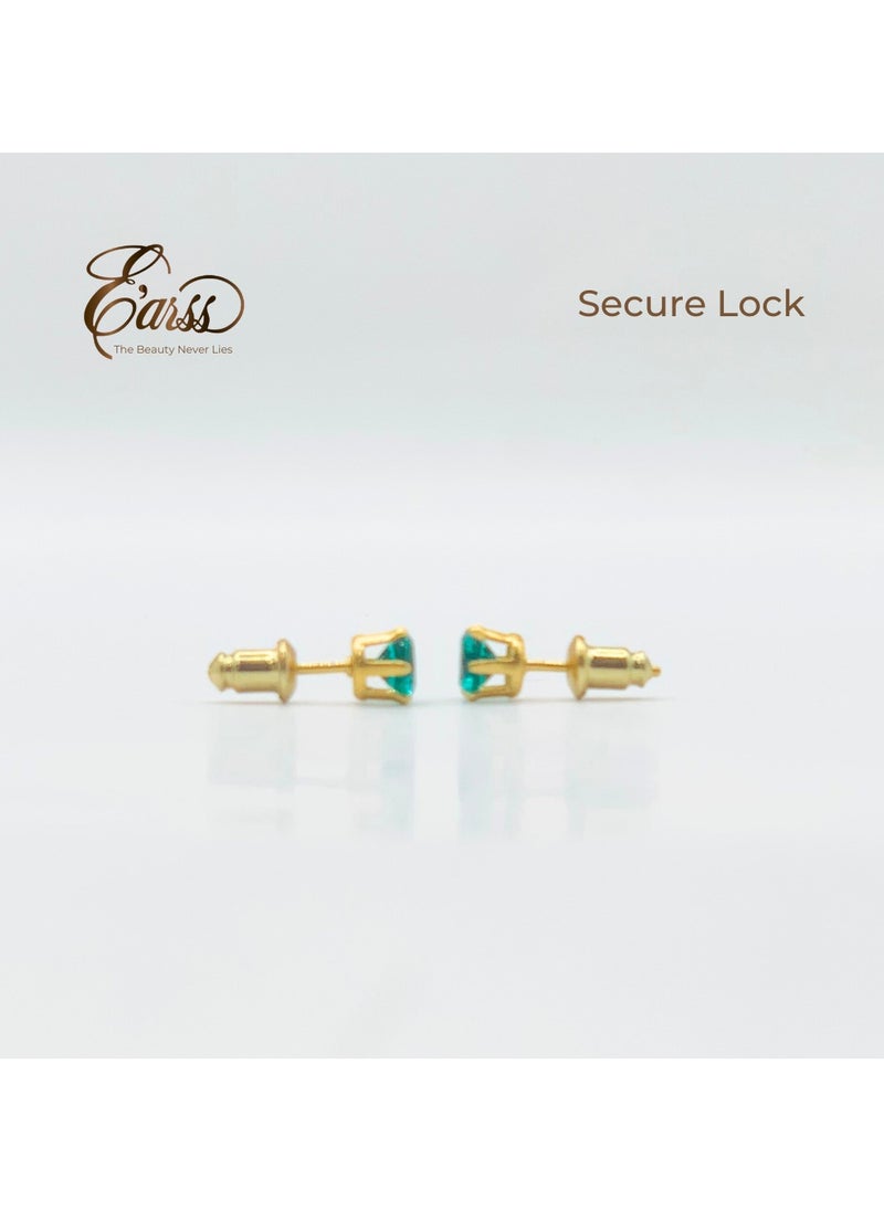Earss Turquoise Birth Stone December Gold Earring | Stainless Steel | 18K Gold Plated  - Image 5