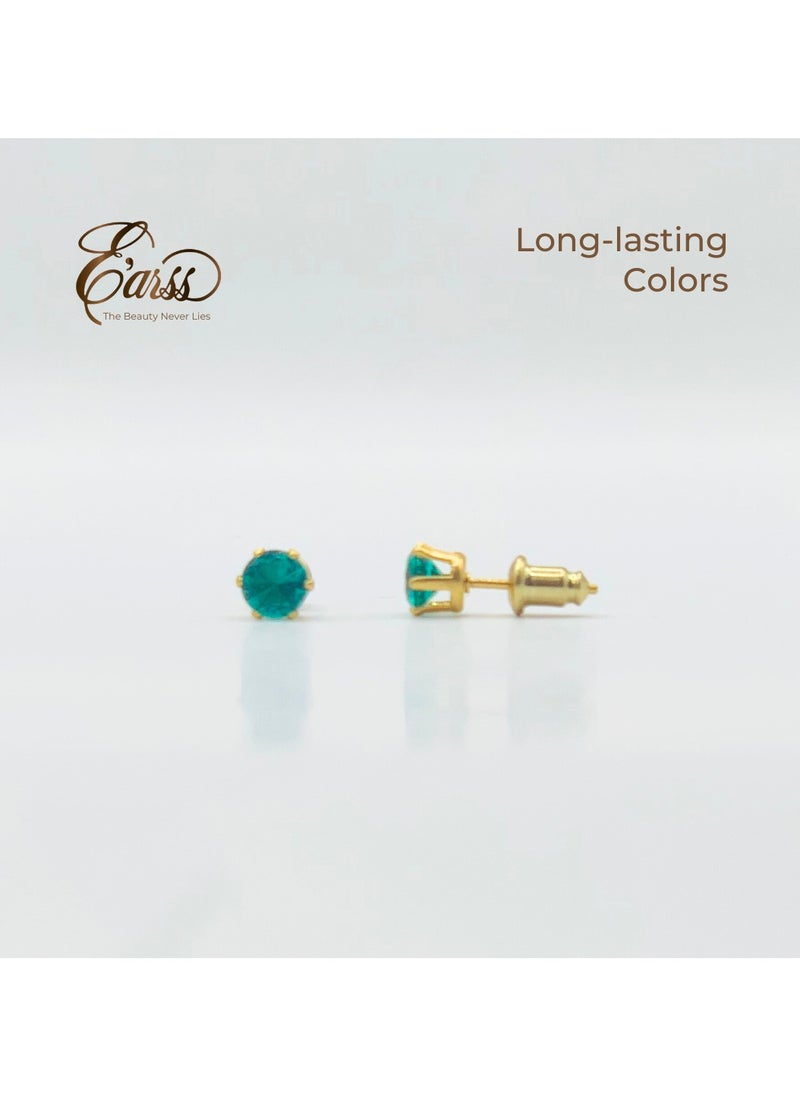 Earss Turquoise Birth Stone December Gold Earring | Stainless Steel | 18K Gold Plated  - Image 4