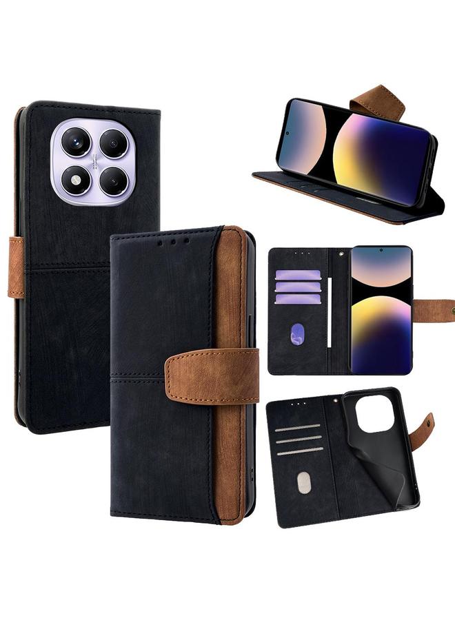 اس-توب جراب لهاتف Redmi Note 14 Pro 4G مصنوع من الجلد الملون مع خياطة ملمس الجلد وحجب RFID - Image 1