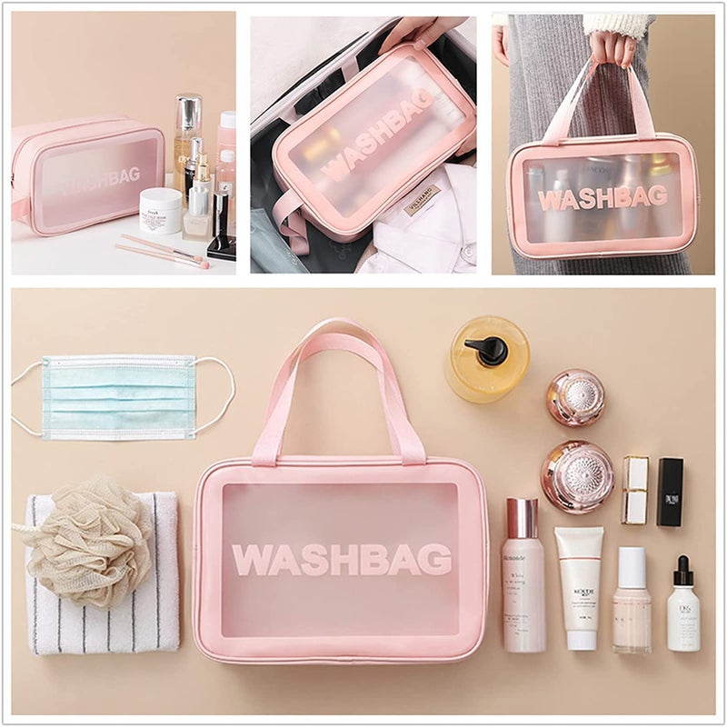 DARKNESS Transparent Multipurpose Travel Makeup Pouch Set Toiletries Bag Cosmetic Organizer Bag Ideal for Women and Girls Multicolour Set of 3 - Image 4
