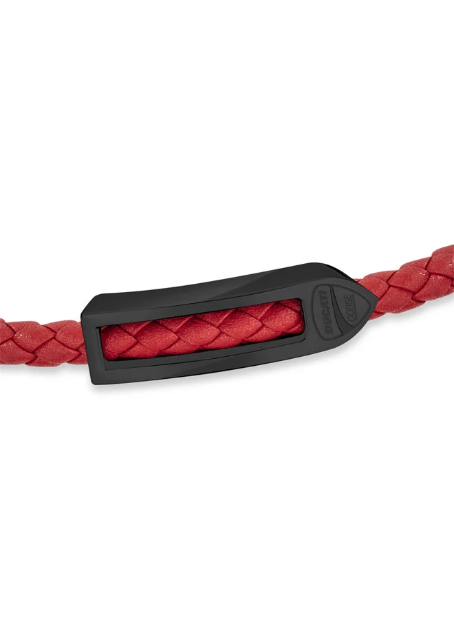 Ducati Corse Storia Red and Grey Leather Bracelet For Men