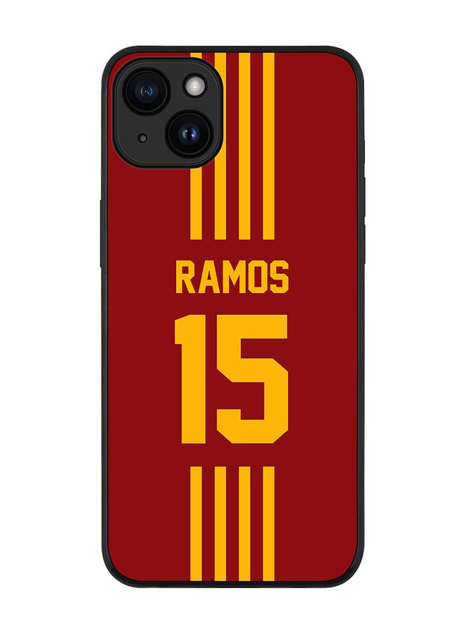 Stylizedd Cover for iPhone 15 Plus Case Rugged Black Slim fit Flexible Protective Phone Cases - Football Team - Spain Player Name - Ramos - Image 1