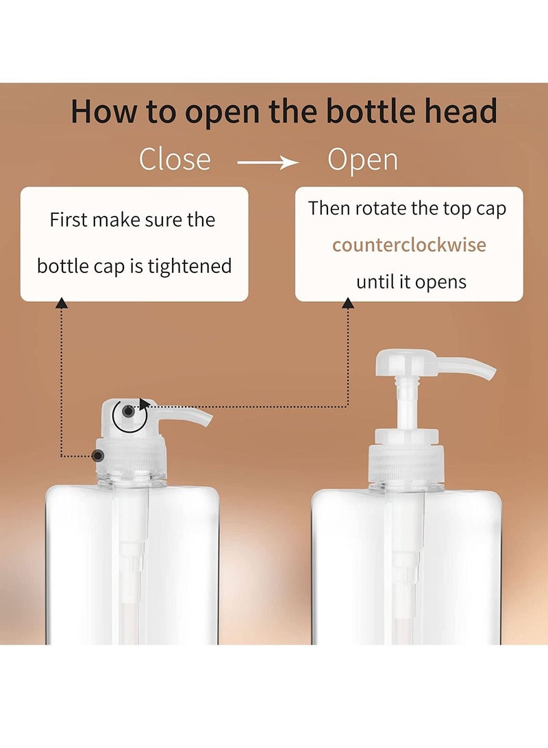 Pump Bottle Dispenser Refillable Square Plastic Lotion Empty for Essential Oil Soap Shampoo, Bathroom Kitchen Travel , 2Pack 450ml Clear - Image 3