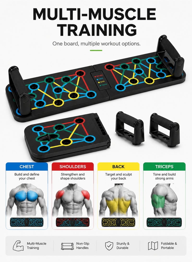 CHU DAI 14 in 1 Multifunctional Push Up Board, Foldable Exercise Board With Non Slip Handles For Chest Shoulder Back Triceps Training Home Gym Fitness Equipment - Image 3