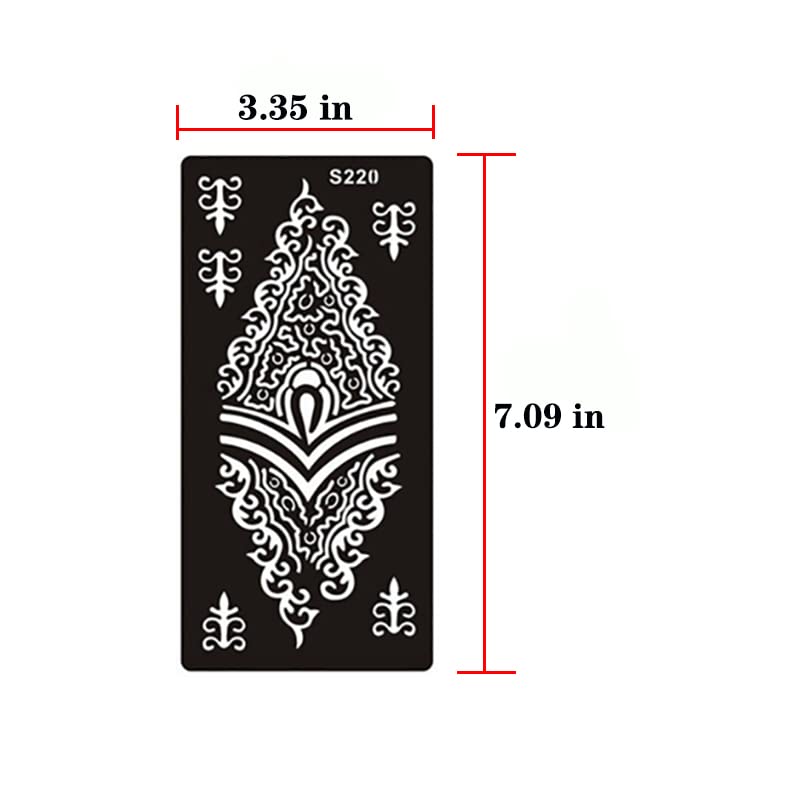 XMASIR Pack of 10 Airbrush Henna Tattoo Stencil for Women Hand Finger Face Body Painting Kids Glitter Tattoo Templates 18 X 8.5cm - Image 2