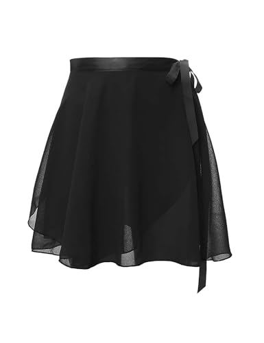 Daydance Black Girls Ballet Skirts Sheer Chiffon Dance Over Scarf for Leotards - Image 1