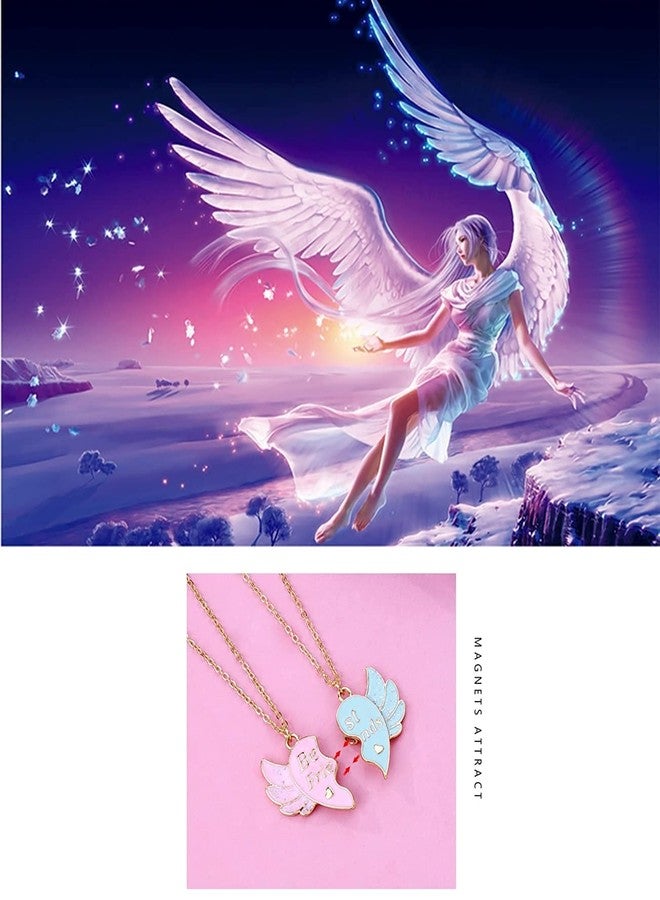 El Regalo 2 PCs Best Friend BFF Split Magnetic Matching Heart Wings Pendant Necklaces Set for Girls/Besties/Soul Sisters (BF Golden Heart Wings) - Image 2
