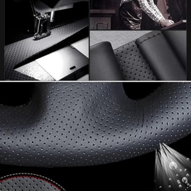 Steering Wheel Protector Car Steering Wheel Cover DIY Artificial Leather Steering Wheel Covers(White Thread) - Image 2