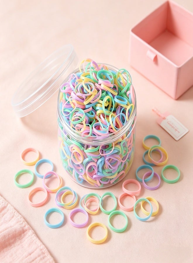 1000Pcs Pastel Colorful Hair Ties for Kids Girls, Soft Elastic No-Damage Rubber Bands for Ponytails Braids, Cute Aesthetic Hair Accessories for School Daily Styling - Image 4