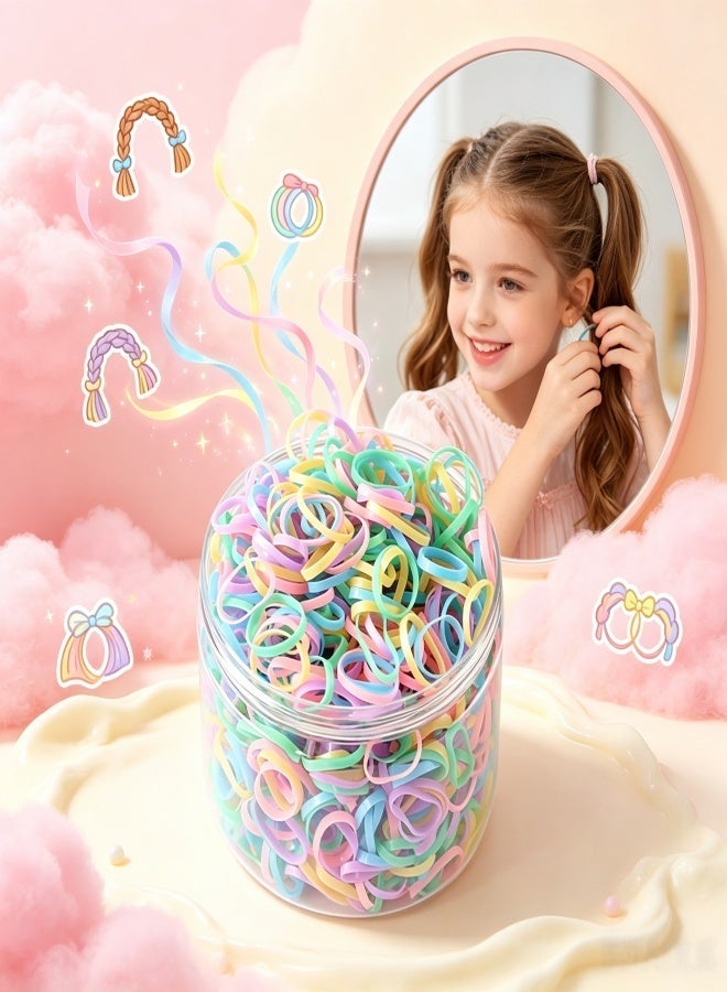 1000Pcs Pastel Colorful Hair Ties for Kids Girls, Soft Elastic No-Damage Rubber Bands for Ponytails Braids, Cute Aesthetic Hair Accessories for School Daily Styling - Image 2