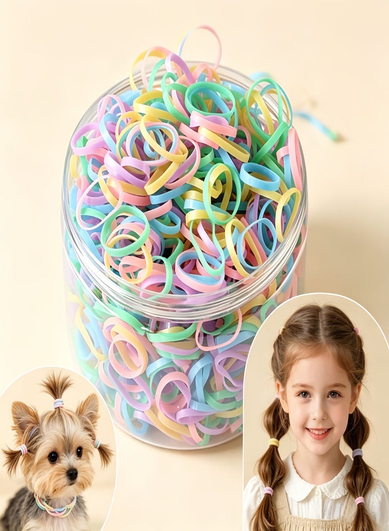1000Pcs Pastel Colorful Hair Ties for Kids Girls, Soft Elastic No-Damage Rubber Bands for Ponytails Braids, Cute Aesthetic Hair Accessories for School Daily Styling - Image 1