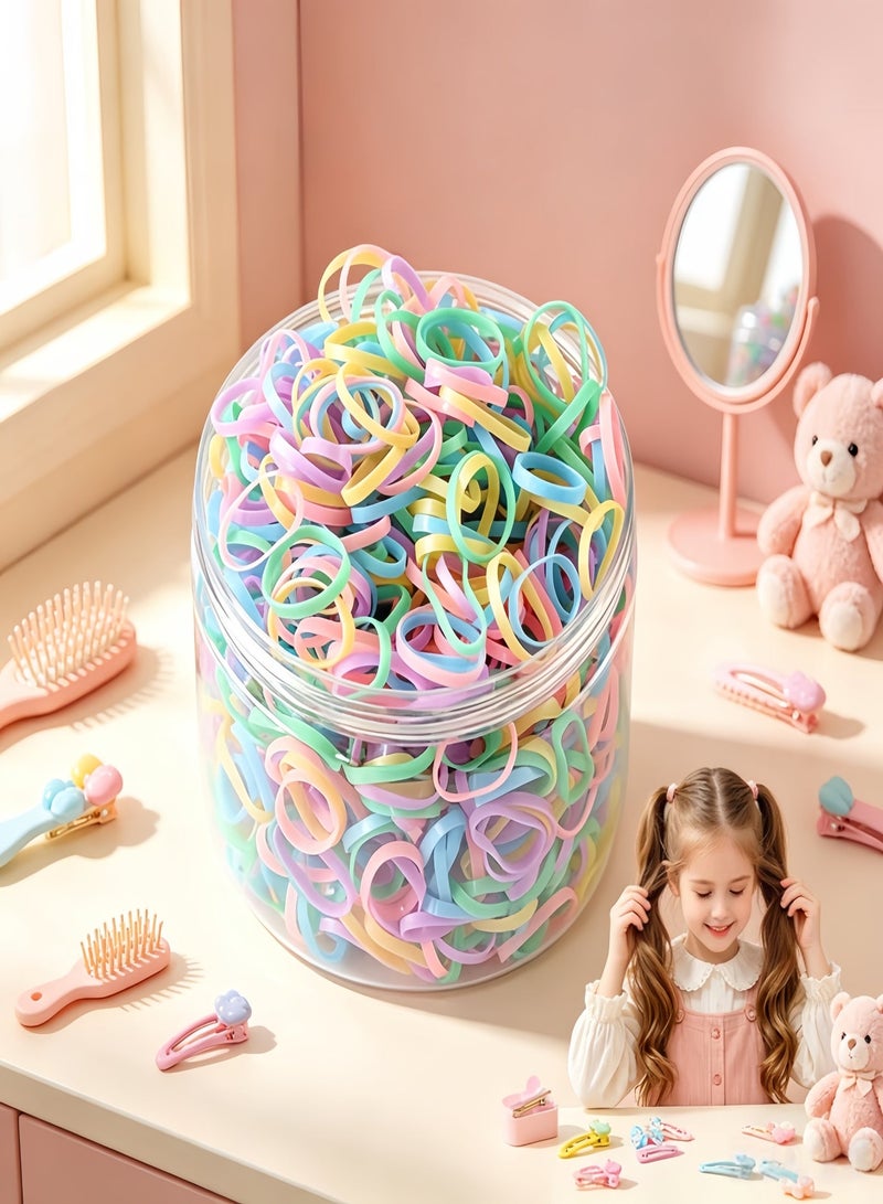 1000Pcs Pastel Colorful Hair Ties for Kids Girls, Soft Elastic No-Damage Rubber Bands for Ponytails Braids, Cute Aesthetic Hair Accessories for School Daily Styling - Image 5