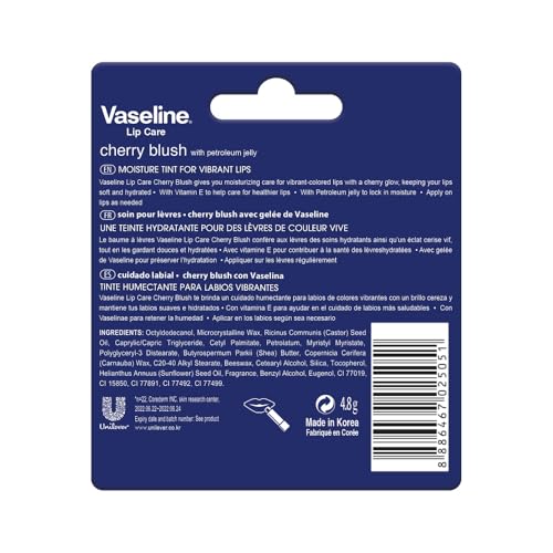Vaseline Lip Care | Cherry Blush Tinted Lip Balm Stick | up to 48Hr moisturization | with petroleum jelly & Vitamin E | made in South Korea | 4.8g - Image 3