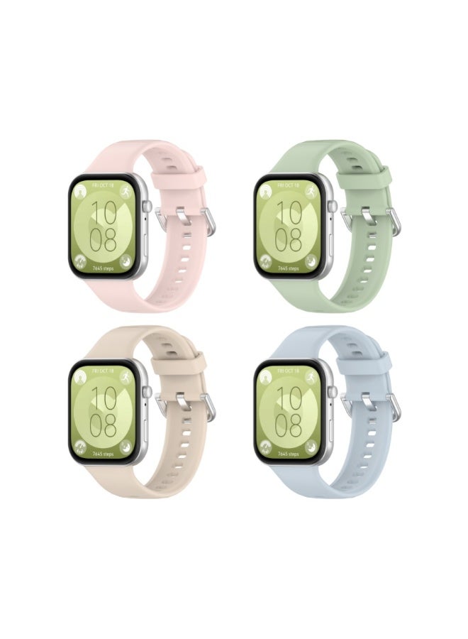 HW 4 PCS Soft Silicone Straps Suitable For Huawei Fit 3/Fit 4/Fit 4 Pro, Waterproof, Breathable, And Adjustable Sports Strap - Image 2