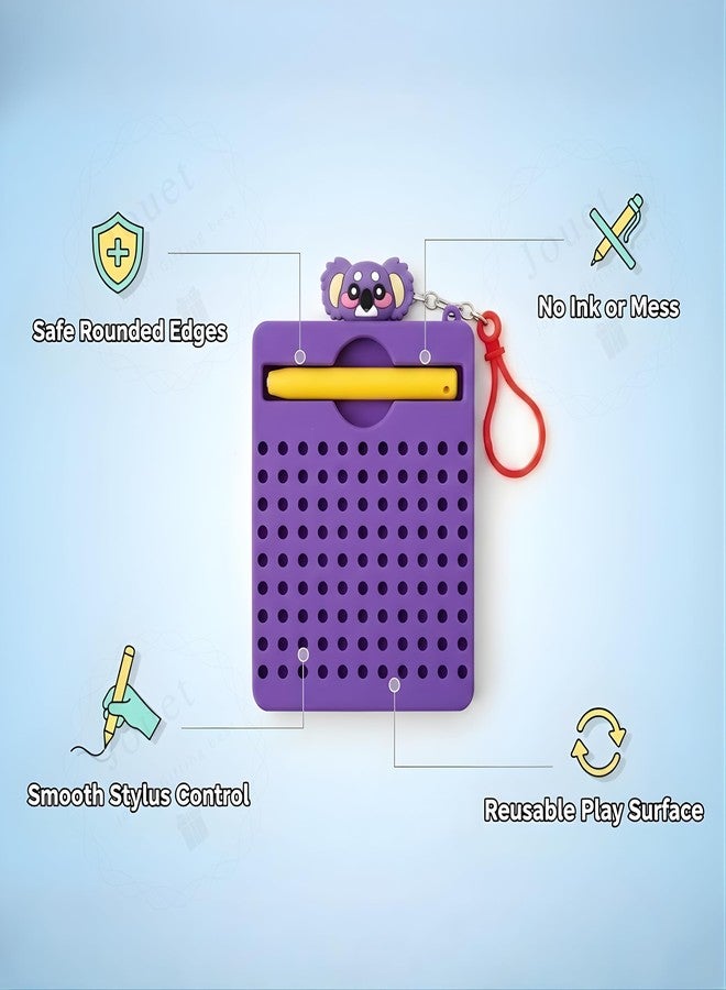 JOUET Magnetic Dot Drawing Board with Stylus for Kids, Reusable Mess-Free Drawing Toy, Portable Travel Activity, Fine Motor Skill & Hand-Eye Coordination Learning Toy - Purple - Image 2
