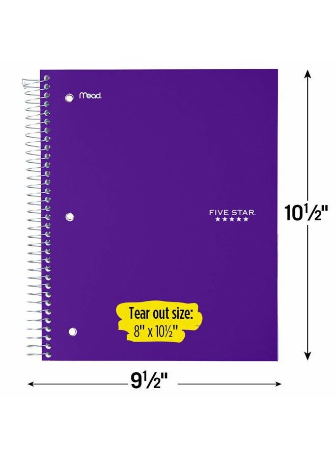 Five Star Spiral Notebook, 5 Subject, Wide Ruled Paper, Fights Ink Bleed, Water Resistant Cover, 8" x 10-1/2", 200 Sheets, Purple (38739) - Image 2