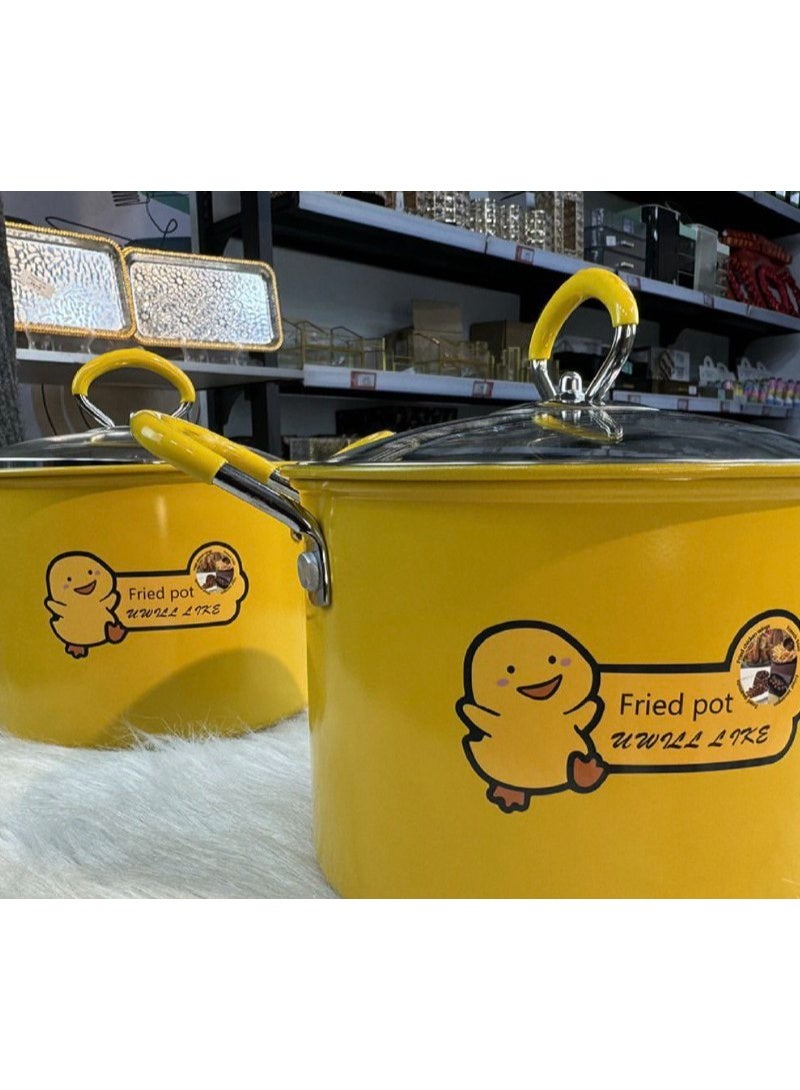 5L 2-in-1 Deep Frying Pan with Heat-Resistant Glass Lid and Mesh Basket – Practical Design for Cooking and Frying DC - Image 4