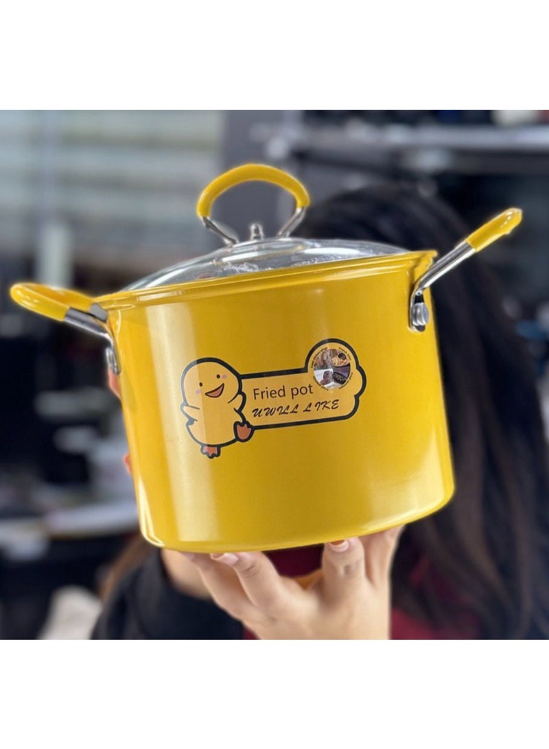 5L 2-in-1 Deep Frying Pan with Heat-Resistant Glass Lid and Mesh Basket – Practical Design for Cooking and Frying DC - Image 1