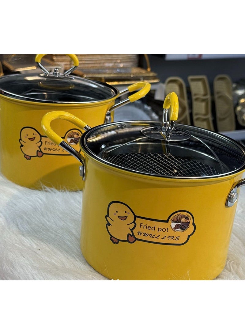 5L 2-in-1 Deep Frying Pan with Heat-Resistant Glass Lid and Mesh Basket – Practical Design for Cooking and Frying DC - Image 3